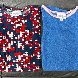 LuLaRoe “Gracie” Red/White/Navy and Blue Tees Set